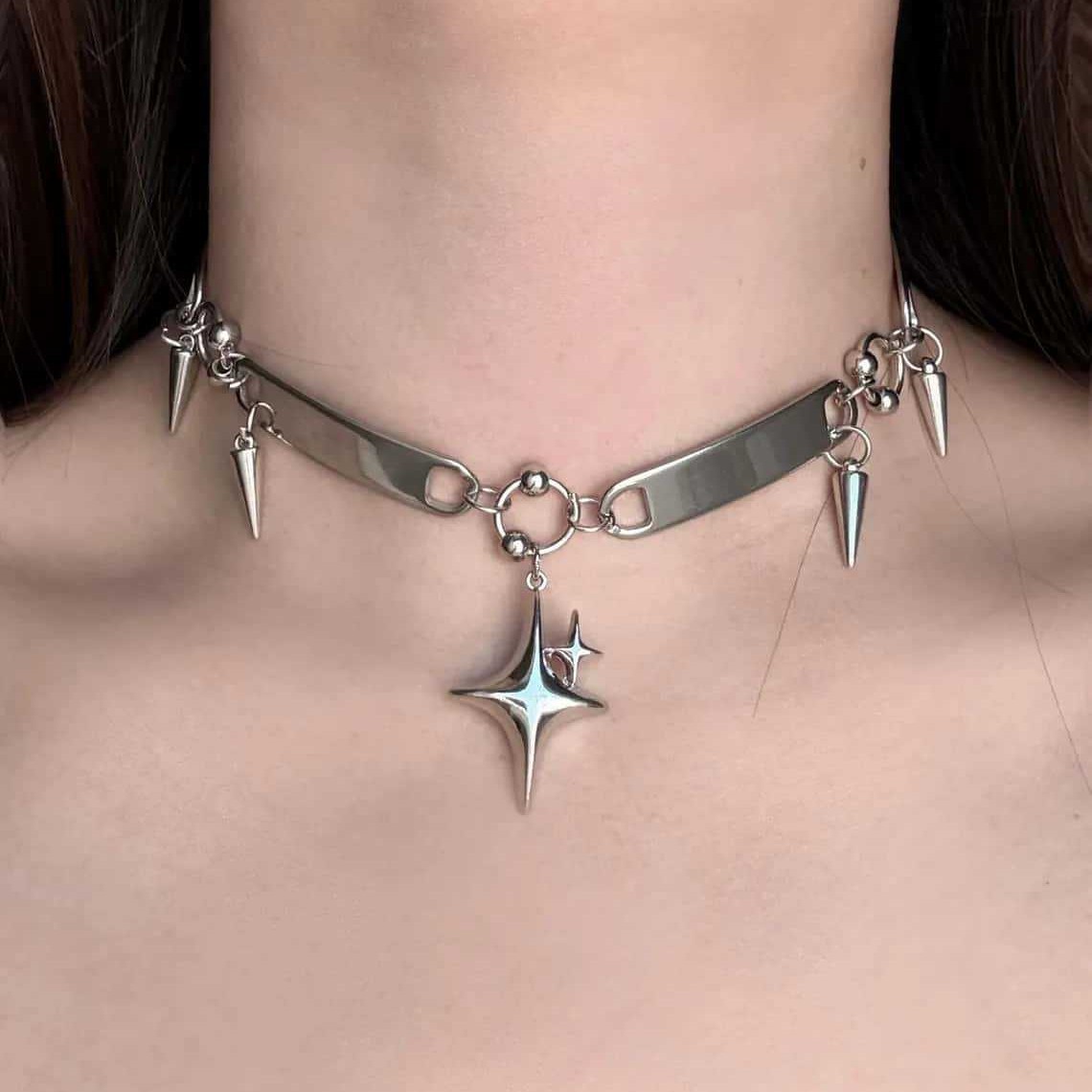 Women'S Accessories Designer - Punkowy choker z nitami, biżuteria rockowa,