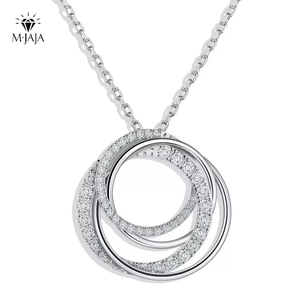 Layered Necklace Set - M-JAJA Naszyjnik z moissanitem dla kobiet