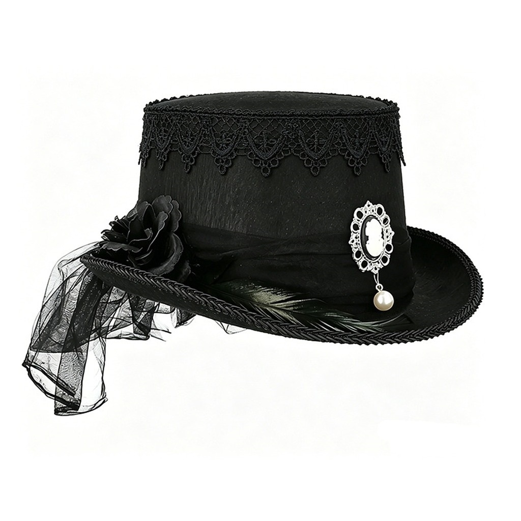 Gotycki czarny koronkowy cylin – Women'S Victorian Era Accessories recenzja i cena